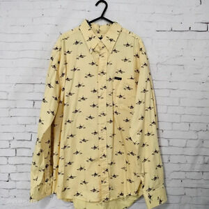 Ivy Crew Classic Men's Sz XL Button Up Shirt Yellow Boat Fishing Pocket L/S